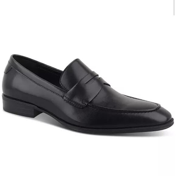 ALFANI FAUX LEATHER MEMORY FOAM PENNY LOAFERS IN‎ BLACK NWOB MEN'S SIZE 10.5 - Picture 1 of 12